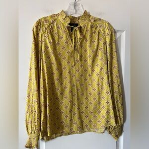 Rachel Roy Dark Yellow Patterned Women's Blouse Size Small